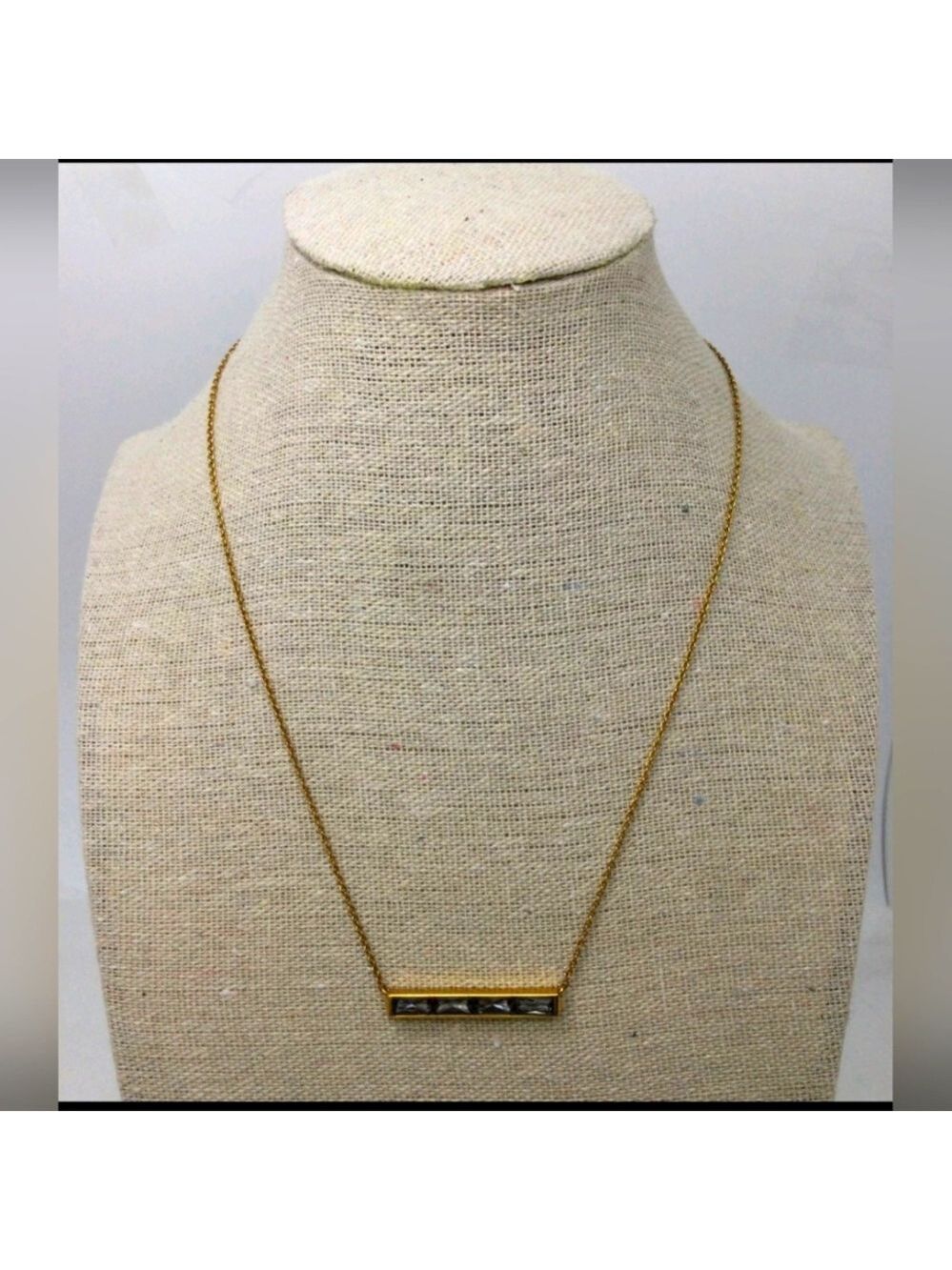 Kendra Scott Grayish Rhinestone Bar Pendant 16"